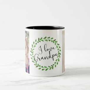 Ich liebe Opa personalisierte Fototasse Zweifarbige Tasse