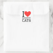 Ich Liebe Orangenkatzen Quadratischer Aufkleber (Tasche)