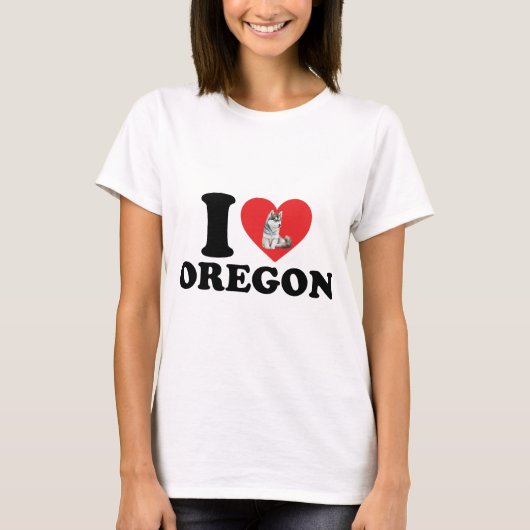 Ich Liebe Oregon und My Husky T-Shirt (Vorderseite)