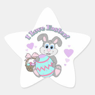 Ich Liebe Ostern! Osterhase Stern-Aufkleber