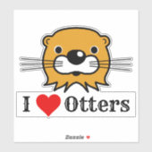 Ich Liebe. Otters Kopfaufkleber Aufkleber (Blatt)