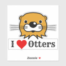 Ich Liebe. Otters Kopfaufkleber