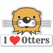 Ich Liebe. Otters Kopfaufkleber Aufkleber (Vorderseite)