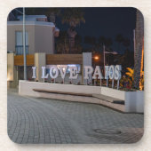 Ich Liebe Pafos unterschreiben nachts Getränkeuntersetzer (Vorderseite)