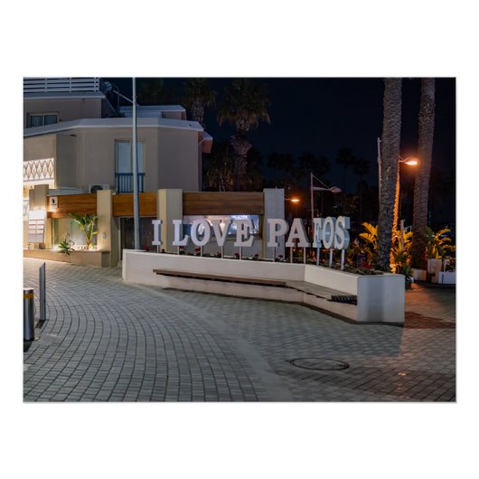 Ich Liebe Pafos unterschreiben nachts Poster (Vorderseite)