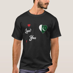 Ich Liebe Pakistan mit pakistanischer Flagge im He T-Shirt