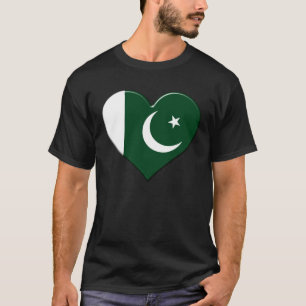 Ich liebe Pakistan Nationalflagge Stolz Herz T-Shirt