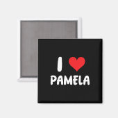 Ich liebe Pamela - Herz - Name Magnet (Vorderseite/Rückseite)