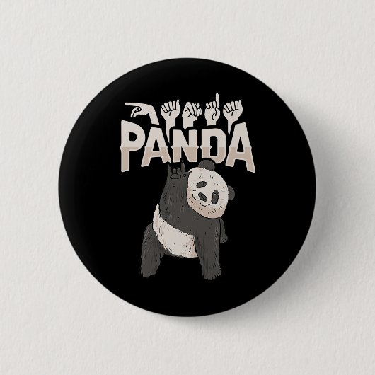 Ich liebe Panda ASL-Handgeste Gehörloser Hörverlus Button (Vorderseite)