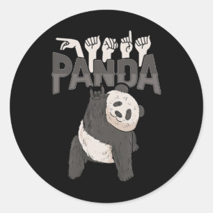 Ich liebe Panda ASL-Handgeste Gehörloser Hörverlus Runder Aufkleber