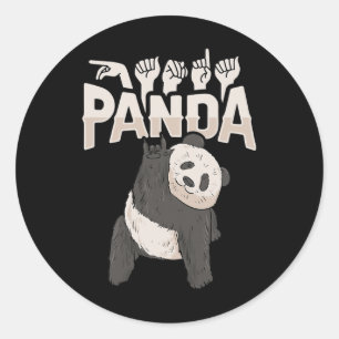 Ich liebe Panda ASL-Handgeste Gehörloser Hörverlus Runder Aufkleber