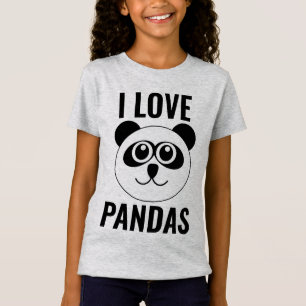 ICH LIEBE PANDA-BÄREN KINDER MÄDCHEN T-SHIRTS
