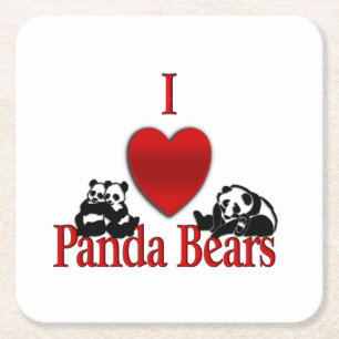Ich liebe Pandas Rechteckiger Pappuntersetzer