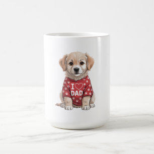 Ich liebe Papa süßer Welpe mit Pfotenabdrücken Kaffeetasse