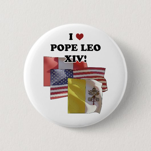 Ich Liebe Papst Leo XIV! (Fassung II) Button (Vorderseite)