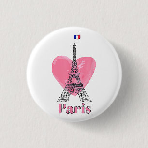 Ich liebe Paris Eiffelturm Frankreich Geschenk Button