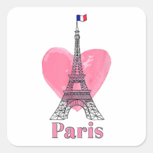 Ich liebe Paris Eiffelturm Frankreich Geschenk Quadratischer Aufkleber