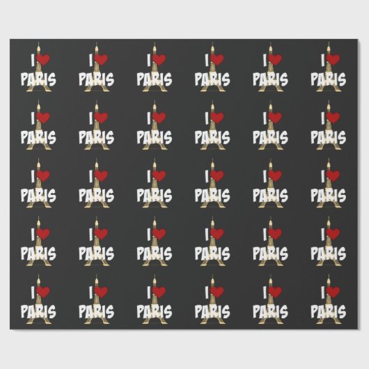 "Ich liebe Paris," Eiffelturm Geschenkpapier (Flach)