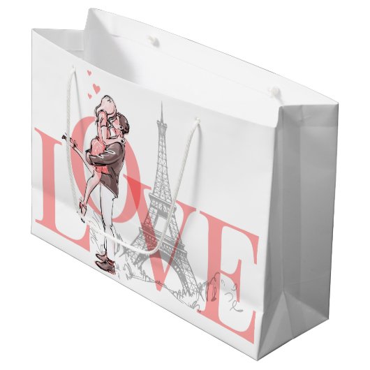 Ich liebe Paris Große Geschenktüte (Vorderseite Schrägansicht)