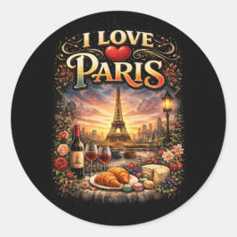 Ich liebe Paris Runder Aufkleber