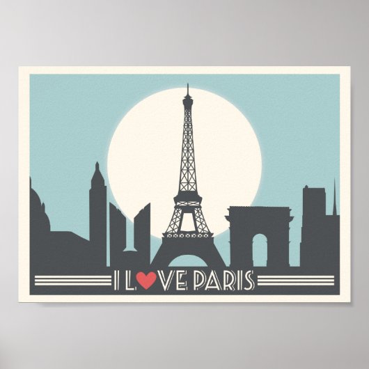 Ich liebe Paris Vintage Plakat (Vorne)