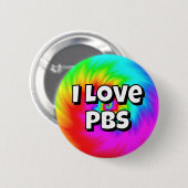 Ich liebe PBS (Sie können die Wörter ändern) Button (Vorne & Hinten)