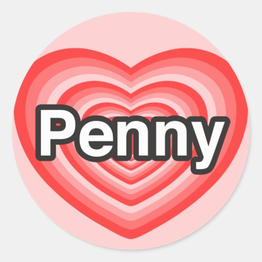 Ich Liebe Penny. Ich Liebe dir Penny. Herz Runder Aufkleber (Vorderseite)
