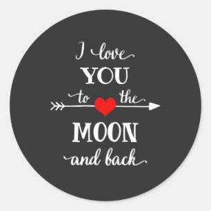 Ich Liebe personalisiert zum Mond und zurück Runder Aufkleber