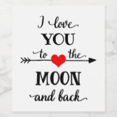 Ich Liebe personalisiert zum Mond und zurück Weinetikett (Einzelnes Label)