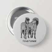 Ich Liebe Pferde! Niedliche isländische Ponys Button (Vorne & Hinten)