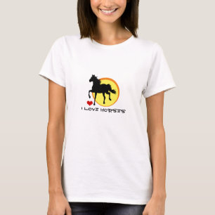 Ich liebe Pferde & Schwarzes Pferd Laufen / Garten T-Shirt