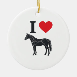 Ich liebe Pferde Vintage-Stich-Shirt-Design_1 Keramik Ornament