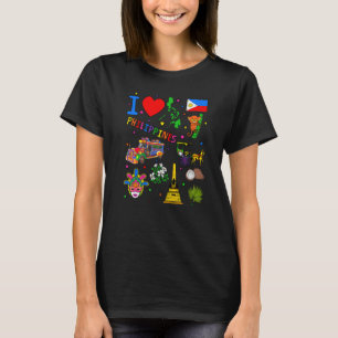 Ich liebe Philippinen Handgezeichnete Landmarks-Fl T-Shirt