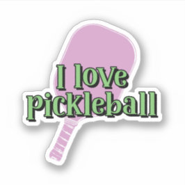 Ich Liebe pickleball in Green Typografy Pink Paddl Aufkleber