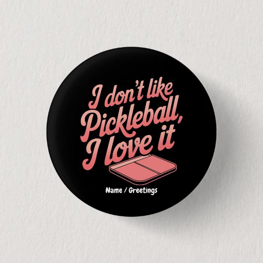 Ich liebe Pickleball Retro-Paddle-Sportgrafik Button (Vorderseite)