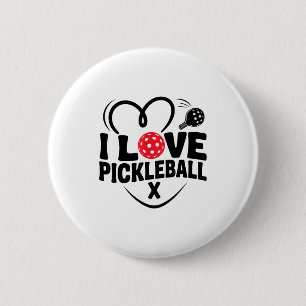 Ich liebe Pickleball Valentinstag Herz Button