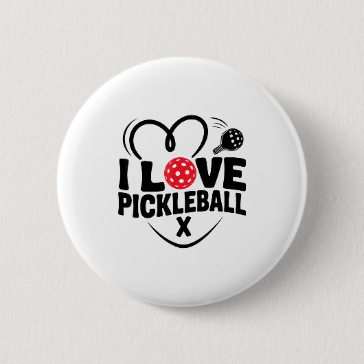 Ich liebe Pickleball Valentinstag Herz Button (Vorderseite)