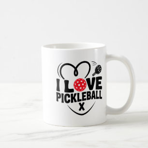 Ich liebe Pickleball Valentinstag Herz Kaffeetasse