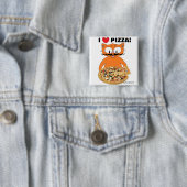 "Ich Liebe Pizza!" Mustache Cat Pizza Lovers Button (Beispiel)