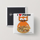 "Ich Liebe Pizza!" Mustache Cat Pizza Lovers Button (Vorne & Hinten)