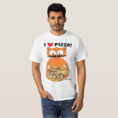 Ich Liebe Pizza! Niedlicher Cartoon Mustache Katze T-Shirt (Vorne ganz)