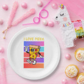 Ich Liebe Pizza. Pappteller (Party)
