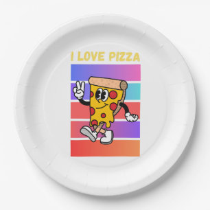 Ich Liebe Pizza. Pappteller