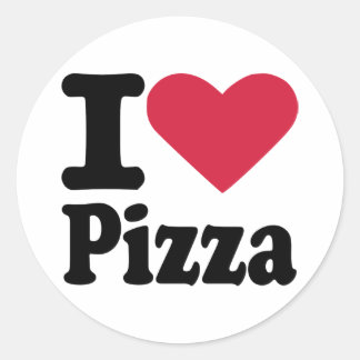 Ich Liebe Pizza Runder Aufkleber
