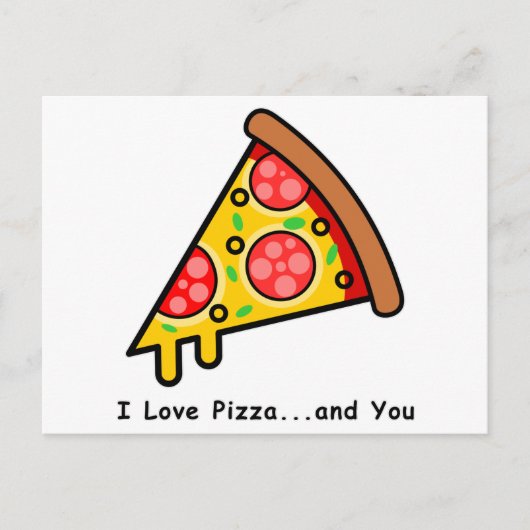Ich liebe Pizza...und du bist lustig Postkarte (Vorderseite)