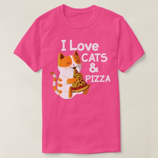 Ich Liebe Pizza und Katzen Funny Cat T-Shirt (Design vorne)