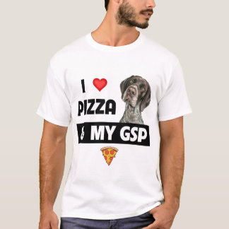 Ich Liebe Pizza und mein GSP Deutsch Kurzzeitiger T-Shirt