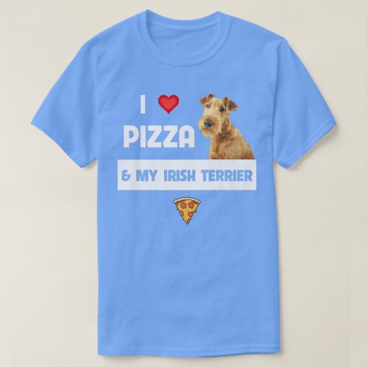 Ich Liebe Pizza und mein irischer Terrier Dog Pepp T-Shirt (Design vorne)
