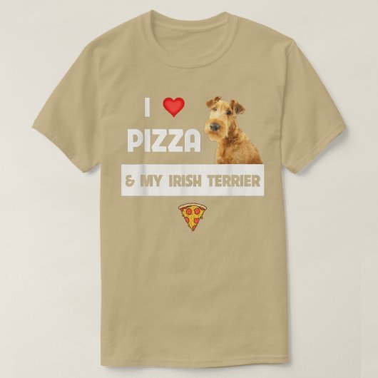 Ich Liebe Pizza und mein irischer Terrier Dog Pepp T-Shirt (Design vorne)
