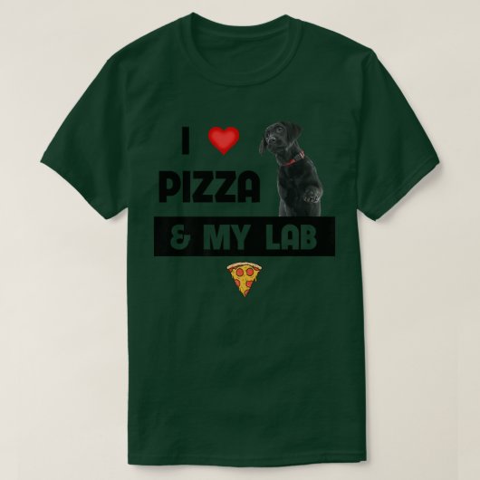 Ich Liebe Pizza und mein schwarzer Lab Hund Pepper T-Shirt (Design vorne)